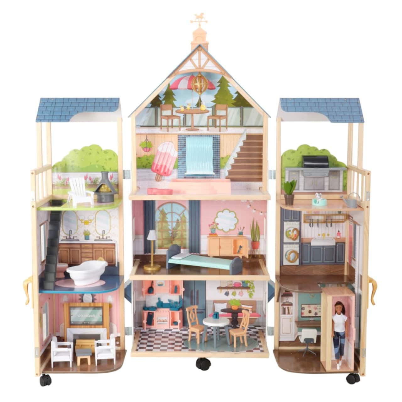 KidKraft Wooden Secret Reveal Mansion Dollhouse with Lights, Sounds & Accessories